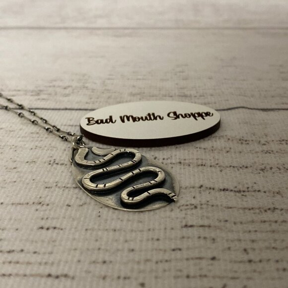 *Ruthless Fabrication Foxtrot Sterling Silver Cosmic Egg Snake Pendant Necklace - Picture 3 of 5